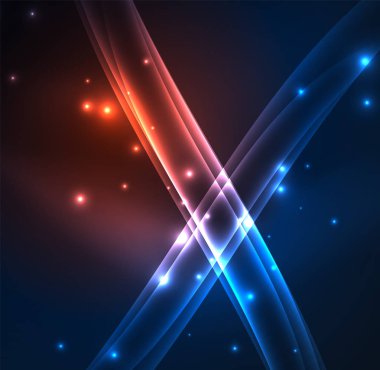 Enerji hatları, karanlıkta parlayan dalgalar vektör arka plan