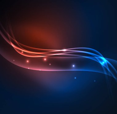 Enerji hatları, karanlıkta parlayan dalgalar vektör arka plan