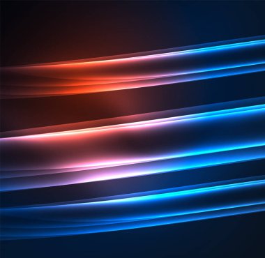 Enerji hatları, karanlıkta parlayan dalgalar vektör arka plan