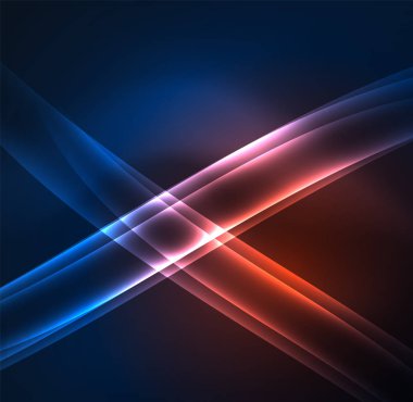 Enerji hatları, karanlıkta parlayan dalgalar vektör arka plan