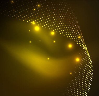 parlayan parçacıkların 3D ışıklı dalga