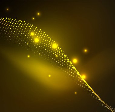 parlayan parçacıkların 3D ışıklı dalga