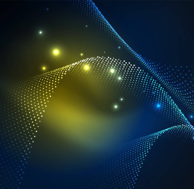 parlayan parçacıkların 3D ışıklı dalga