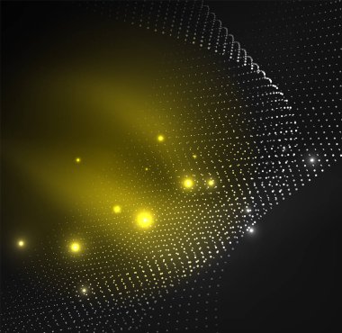 parlayan parçacıkların 3D ışıklı dalga