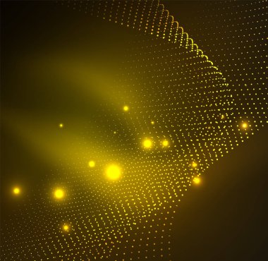 parlayan parçacıkların 3D ışıklı dalga