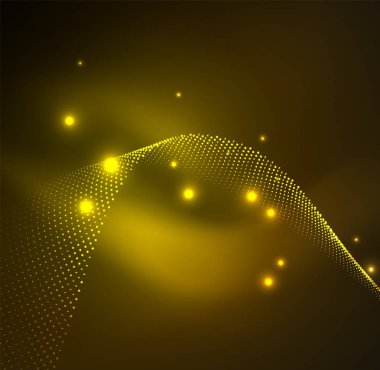 parlayan parçacıkların 3D ışıklı dalga