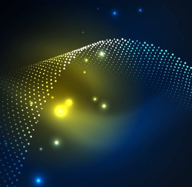 parlayan parçacıkların 3D ışıklı dalga