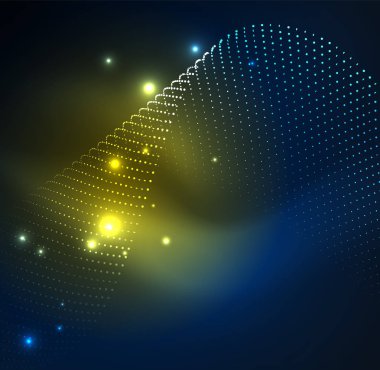 parlayan parçacıkların 3D ışıklı dalga