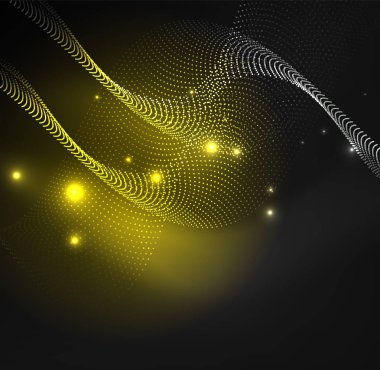 parlayan parçacıkların 3D ışıklı dalga