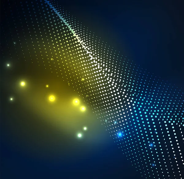 3D beleuchtete Welle glühender Teilchen — Stockvektor