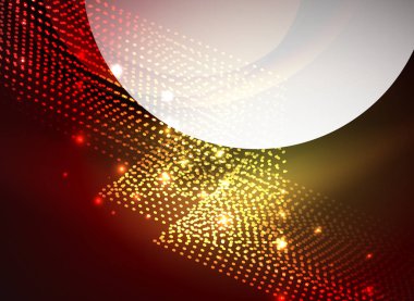 Parçacıklar koyu renk arka plan üzerinde oluşturulan parlayan dalga