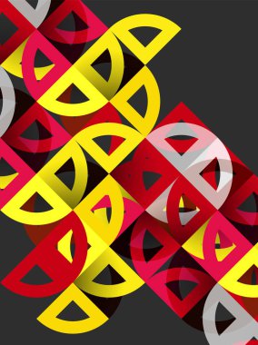 Kağıt daire kesim, mozaik mix geometrik desen tasarım