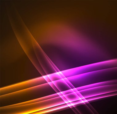 Enerji hatları, karanlıkta parlayan dalgalar vektör arka plan