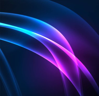 Enerji hatları, karanlıkta parlayan dalgalar vektör arka plan