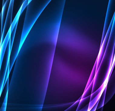 Enerji hatları, karanlıkta parlayan dalgalar vektör arka plan