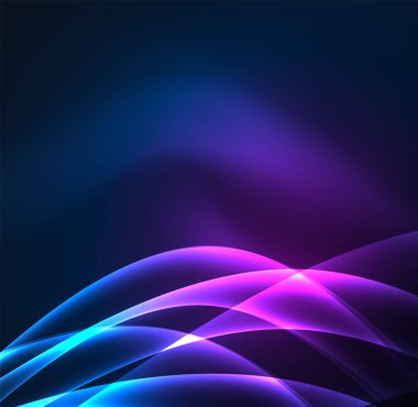 Enerji hatları, karanlıkta parlayan dalgalar vektör arka plan