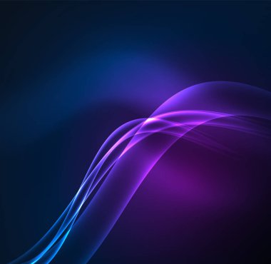 Enerji hatları, karanlıkta parlayan dalgalar vektör arka plan