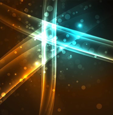 Enerji hatları, karanlıkta parlayan dalgalar vektör arka plan