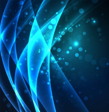 Enerji hatları, karanlıkta parlayan dalgalar vektör arka plan