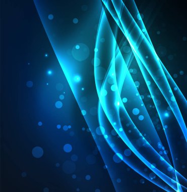 Enerji hatları, karanlıkta parlayan dalgalar vektör arka plan