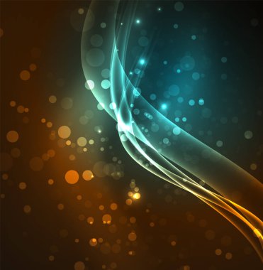 Enerji hatları, karanlıkta parlayan dalgalar vektör arka plan