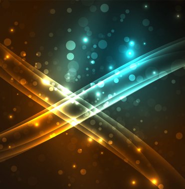 Enerji hatları, karanlıkta parlayan dalgalar vektör arka plan