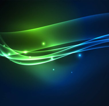 Enerji hatları, karanlıkta parlayan dalgalar vektör arka plan