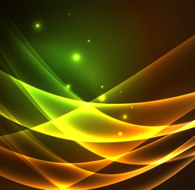 Enerji hatları, karanlıkta parlayan dalgalar vektör arka plan