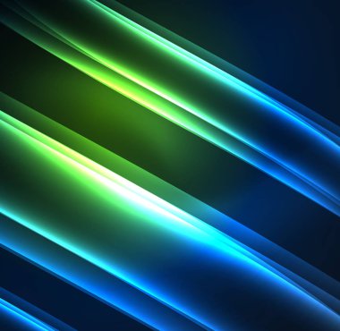 Enerji hatları, karanlıkta parlayan dalgalar vektör arka plan