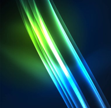 Enerji hatları, karanlıkta parlayan dalgalar vektör arka plan