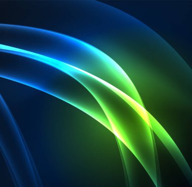 Enerji hatları, karanlıkta parlayan dalgalar vektör arka plan