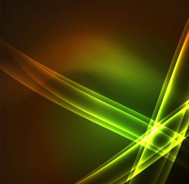 Enerji hatları, karanlıkta parlayan dalgalar vektör arka plan