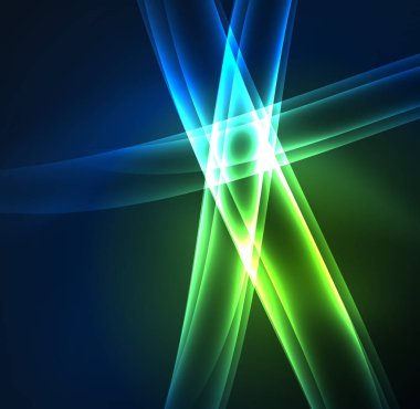 Enerji hatları, karanlıkta parlayan dalgalar vektör arka plan