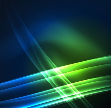 Enerji hatları, karanlıkta parlayan dalgalar vektör arka plan