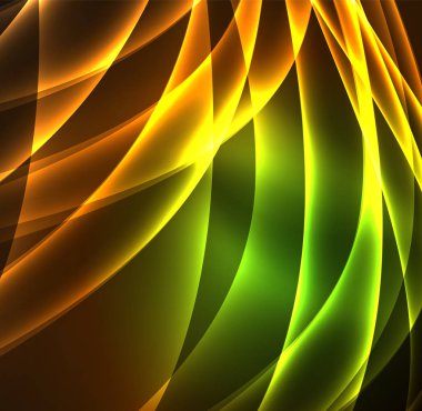 Enerji hatları, karanlıkta parlayan dalgalar vektör arka plan