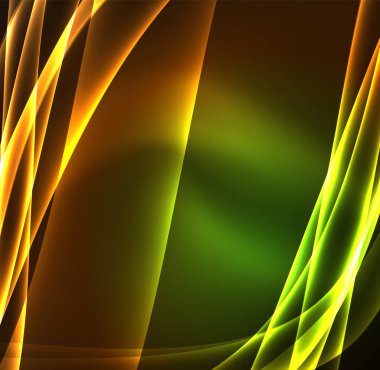 Enerji hatları, karanlıkta parlayan dalgalar vektör arka plan