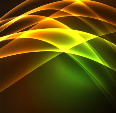 Enerji hatları, karanlıkta parlayan dalgalar vektör arka plan