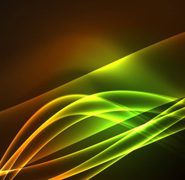 Enerji hatları, karanlıkta parlayan dalgalar vektör arka plan