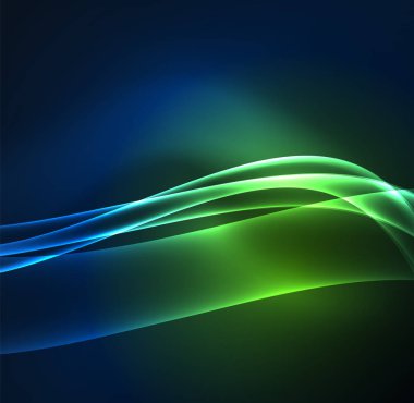 Enerji hatları, karanlıkta parlayan dalgalar vektör arka plan