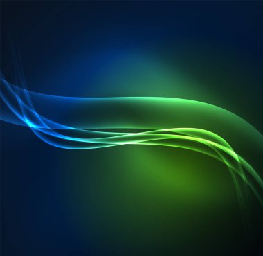 Enerji hatları, karanlıkta parlayan dalgalar vektör arka plan