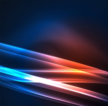 Enerji hatları, karanlıkta parlayan dalgalar vektör arka plan
