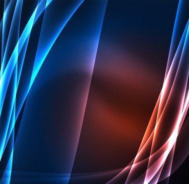 Enerji hatları, karanlıkta parlayan dalgalar vektör arka plan