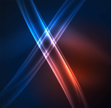 Enerji hatları, karanlıkta parlayan dalgalar vektör arka plan