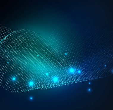 parlayan parçacıkların 3D ışıklı dalga