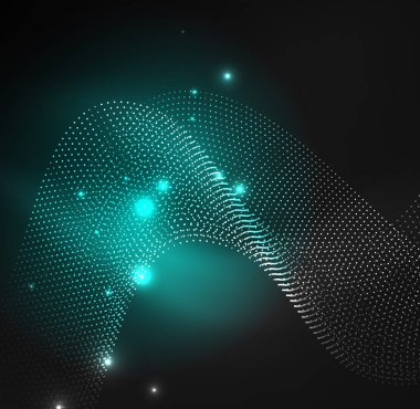 parlayan parçacıkların 3D ışıklı dalga