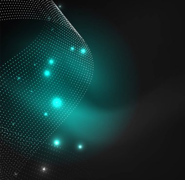 parlayan parçacıkların 3D ışıklı dalga