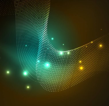 parlayan parçacıkların 3D ışıklı dalga