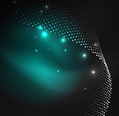 parlayan parçacıkların 3D ışıklı dalga