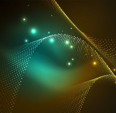 parlayan parçacıkların 3D ışıklı dalga