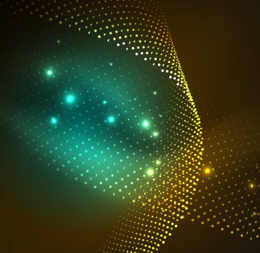 parlayan parçacıkların 3D ışıklı dalga